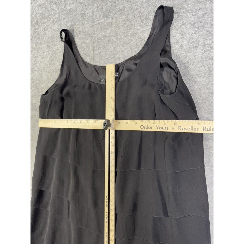 Eileen Fisher Dress Medium Black Tiered Lagenlook Minimalist Soft Boho - Picture 7 of 9